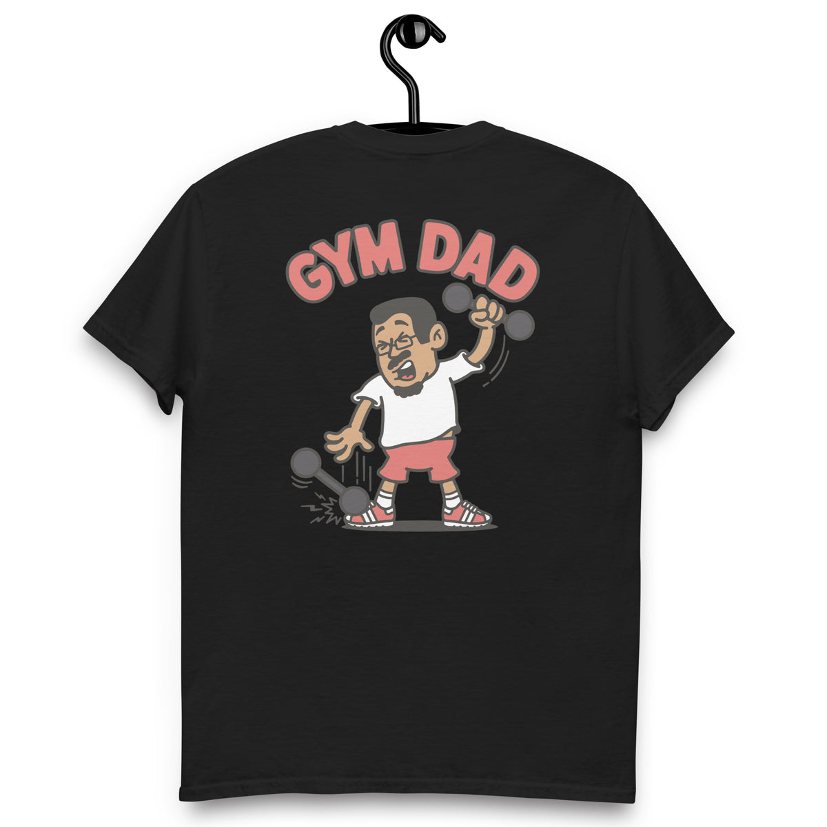 Gym Black Hair Tan Skin Tone Glasses Short Moustache & Chin Beard Dad T-Shirt