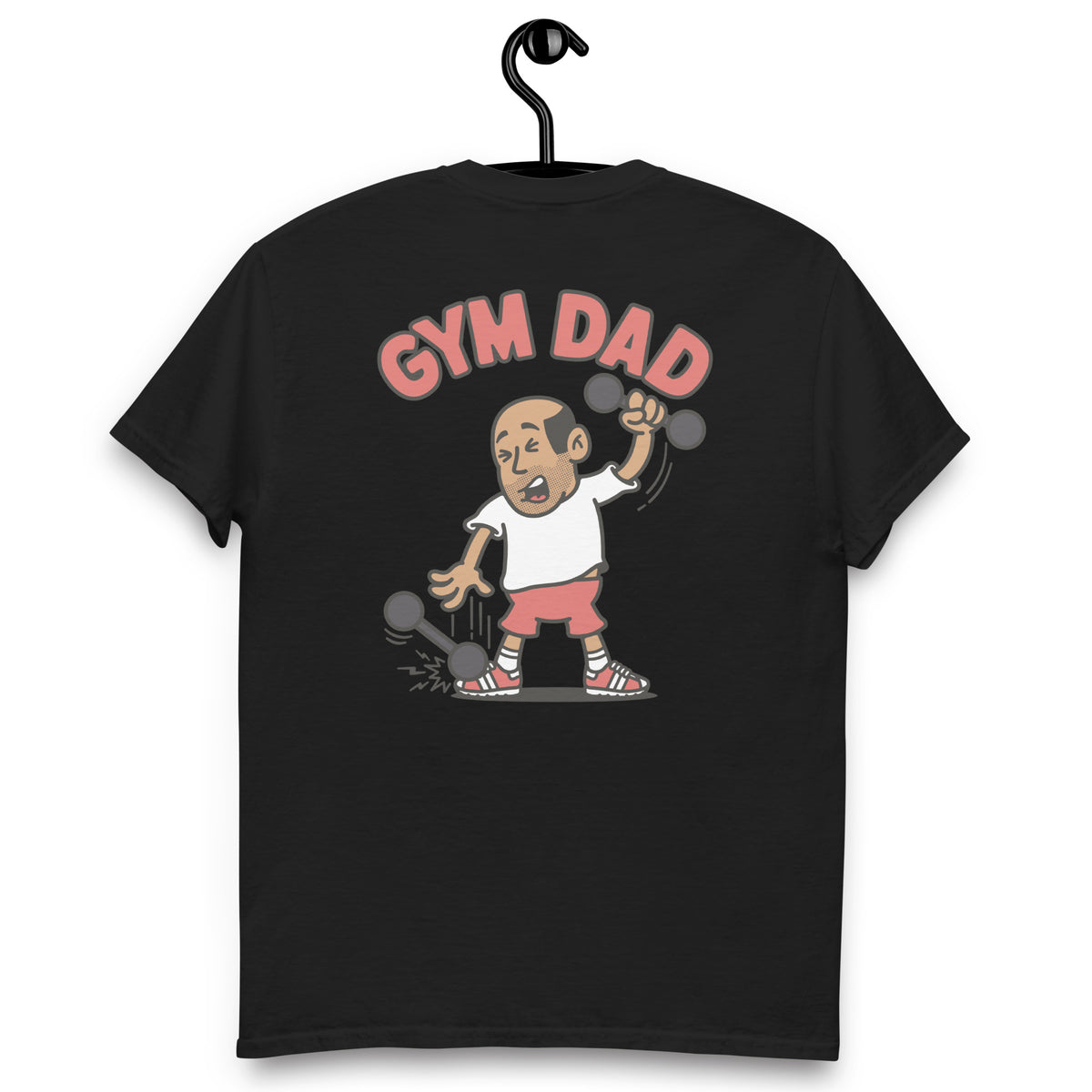 Gym Black Hair Tan Skin Tone No-Glasses Bald Stubble Dad T-Shirt