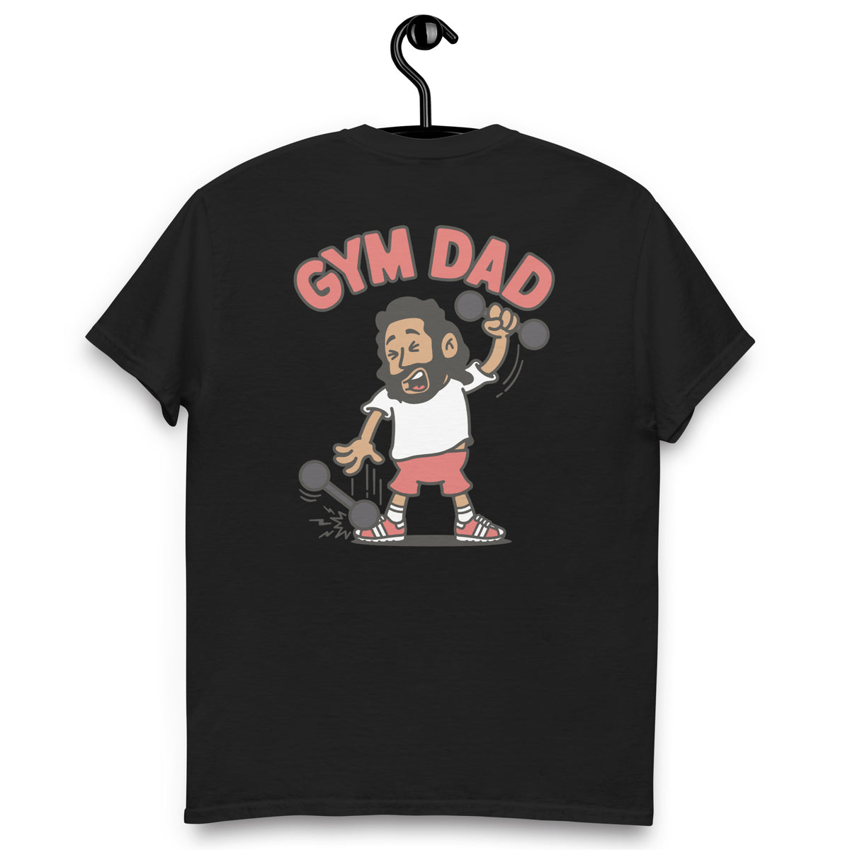 Gym Black Hair Tan Skin Tone No-Glasses Long Beard Dad T-Shirt
