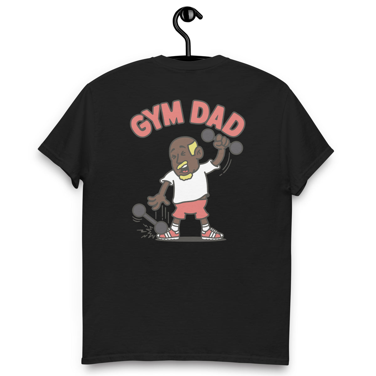 Gym Blond Hair Dark Skin Tone No-Glasses Bald Moustache & Chin Beard Dad T-Shirt