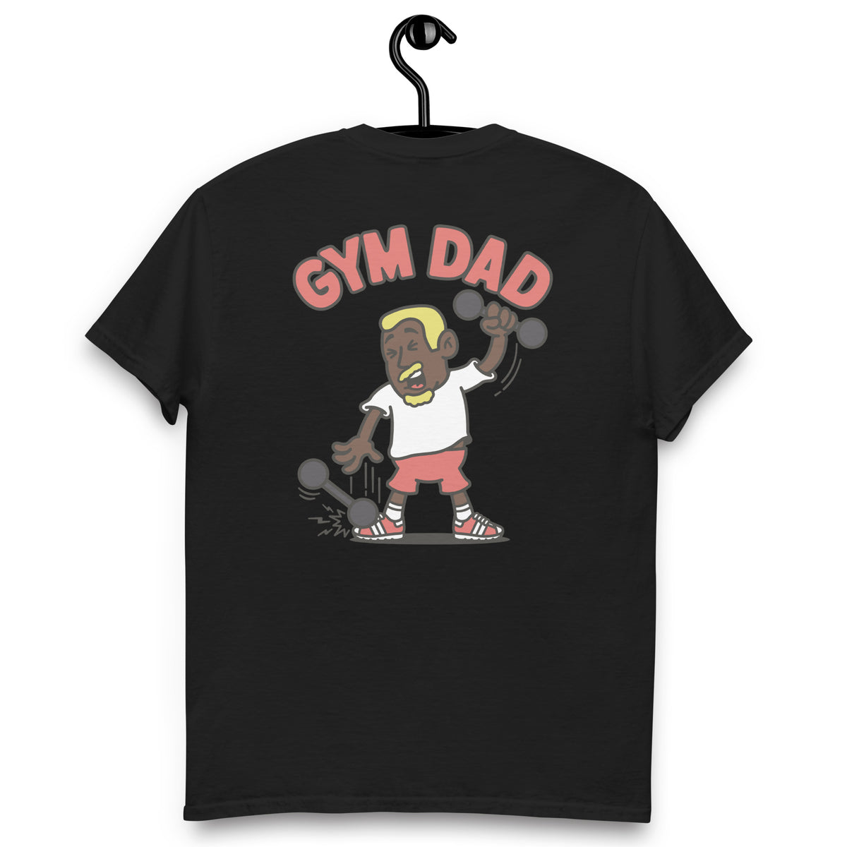 Gym Blond Hair Dark Skin Tone No-Glasses Short Moustache & Chin Beard Dad T-Shirt