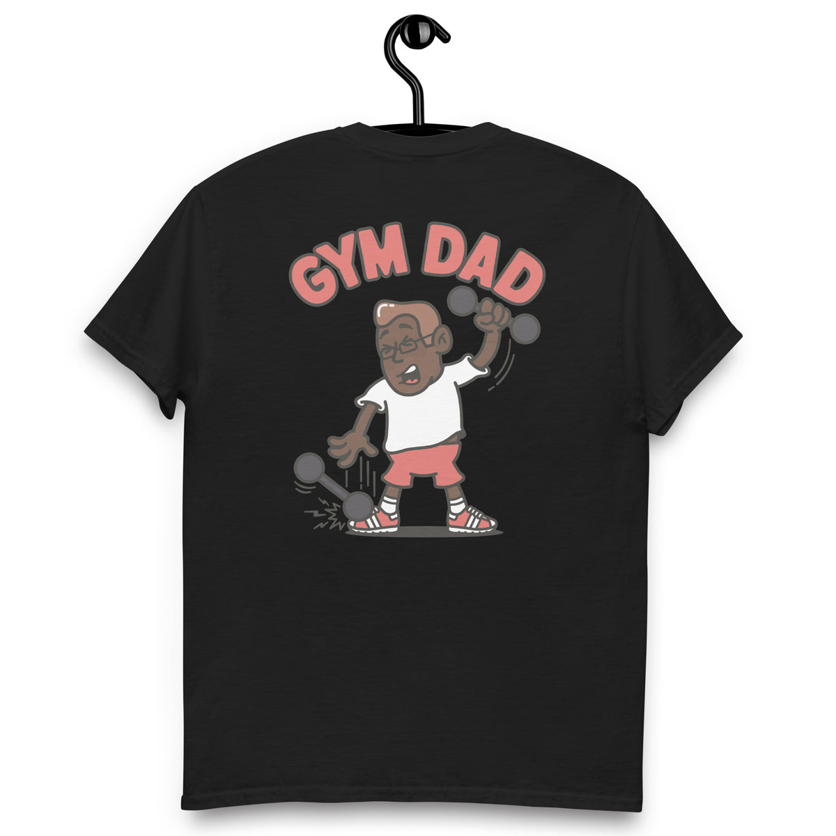 Gym Brown Hair Dark Skin Tone Glasses Medium Stubble Dad T-Shirt