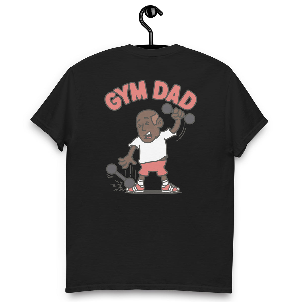 Gym Brown Hair Dark Skin Tone No-Glasses Bald Stubble Dad T-Shirt