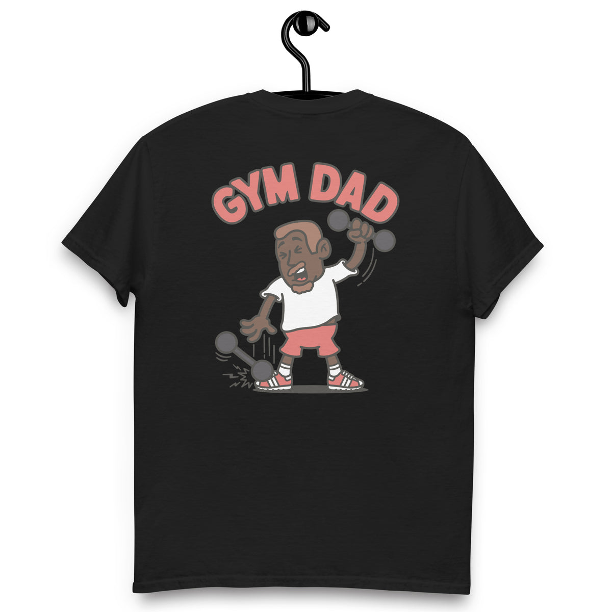 Gym Brown Hair Dark Skin Tone No-Glasses Short Moustache & Chin Beard Dad T-Shirt