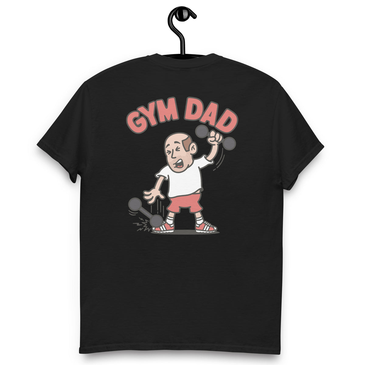 Gym Brown Hair Light Skin Tone No-Glasses Bald Stubble Dad T-Shirt