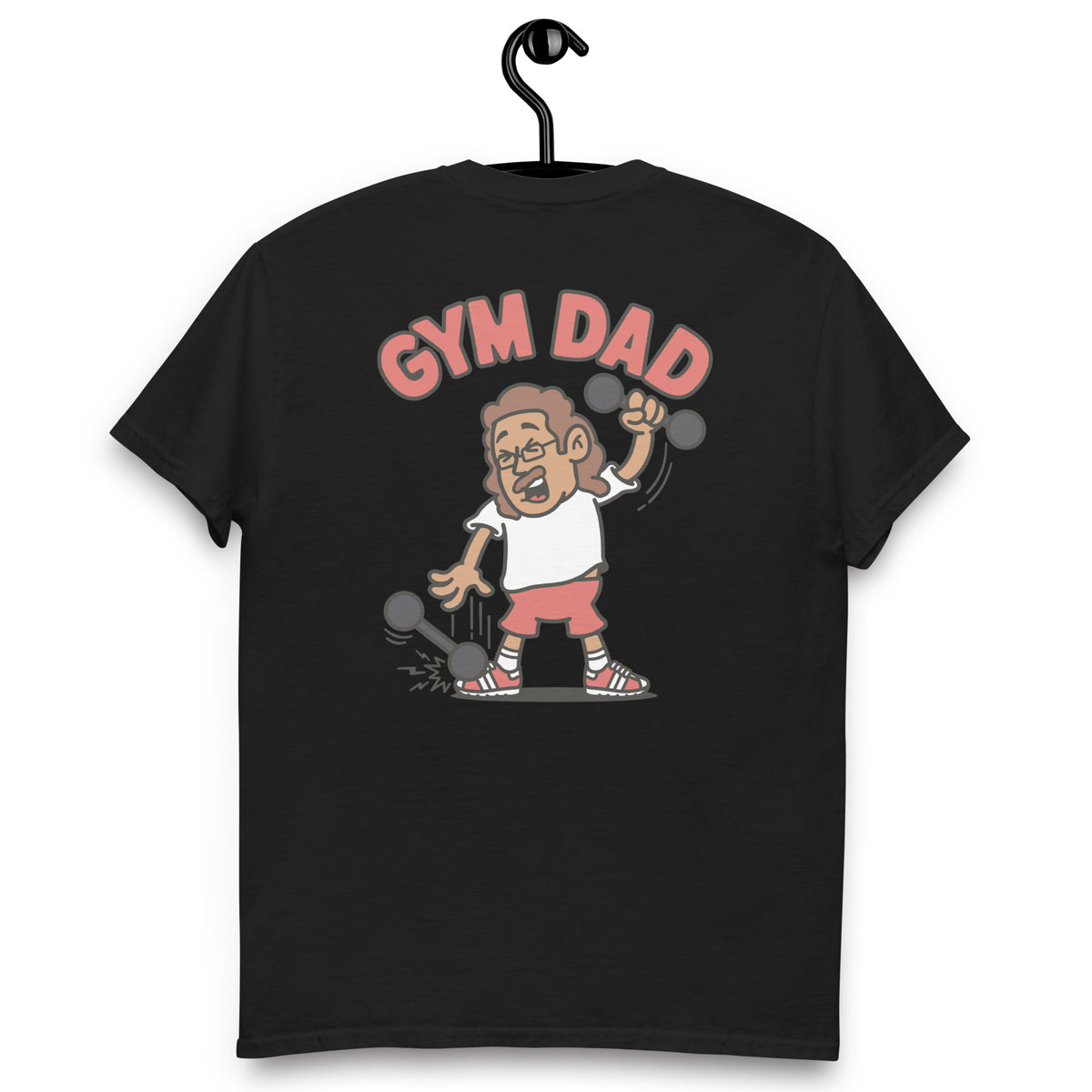 Gym Brown Hair Tan Skin Tone Glasses Long Moustache Dad T-Shirt
