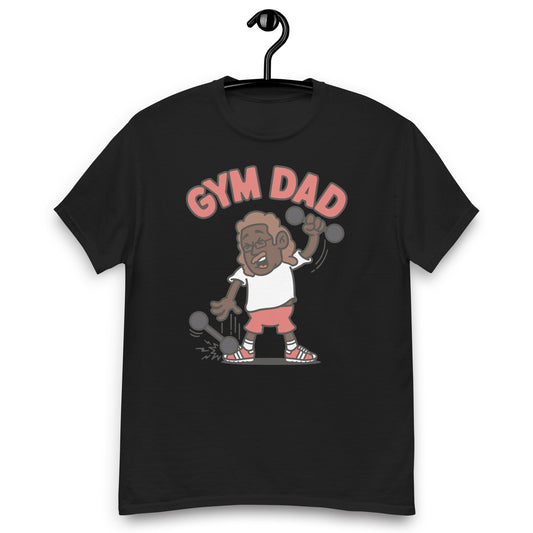 Gym Brown Hair Dark Skin Tone Glasses Long Moustache Dad T-Shirt