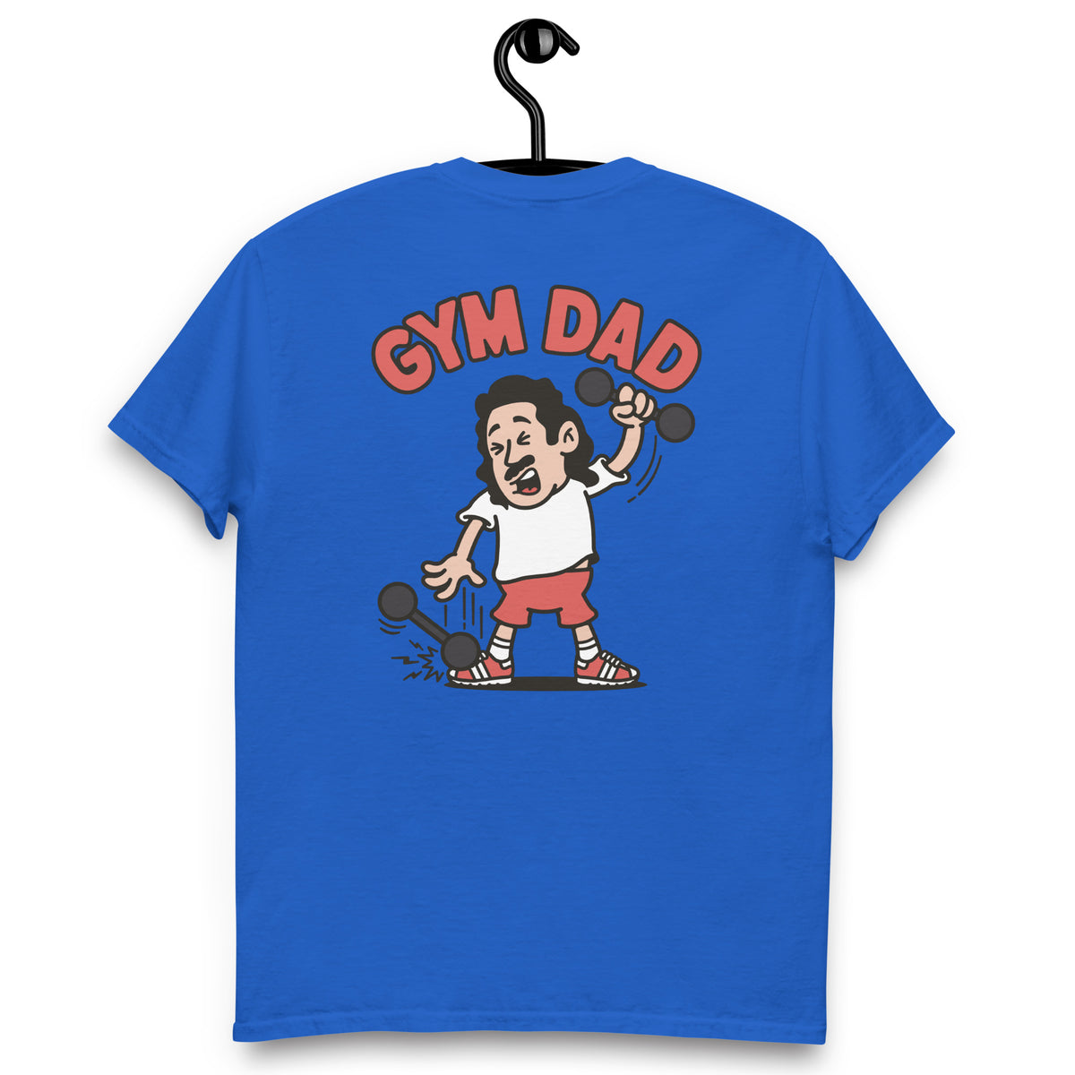 Gym Black Hair Light Skin Tone No-Glasses Long Moustache Dad T-Shirt