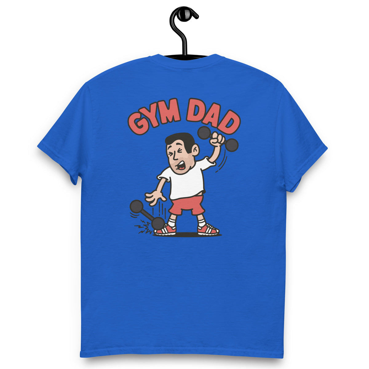 Gym Black Hair Light Skin Tone No-Glasses Short Stubble Dad T-Shirt