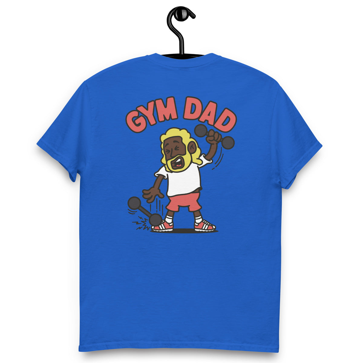 Gym Blond Hair Dark Skin Tone No-Glasses Long Beard Dad T-Shirt