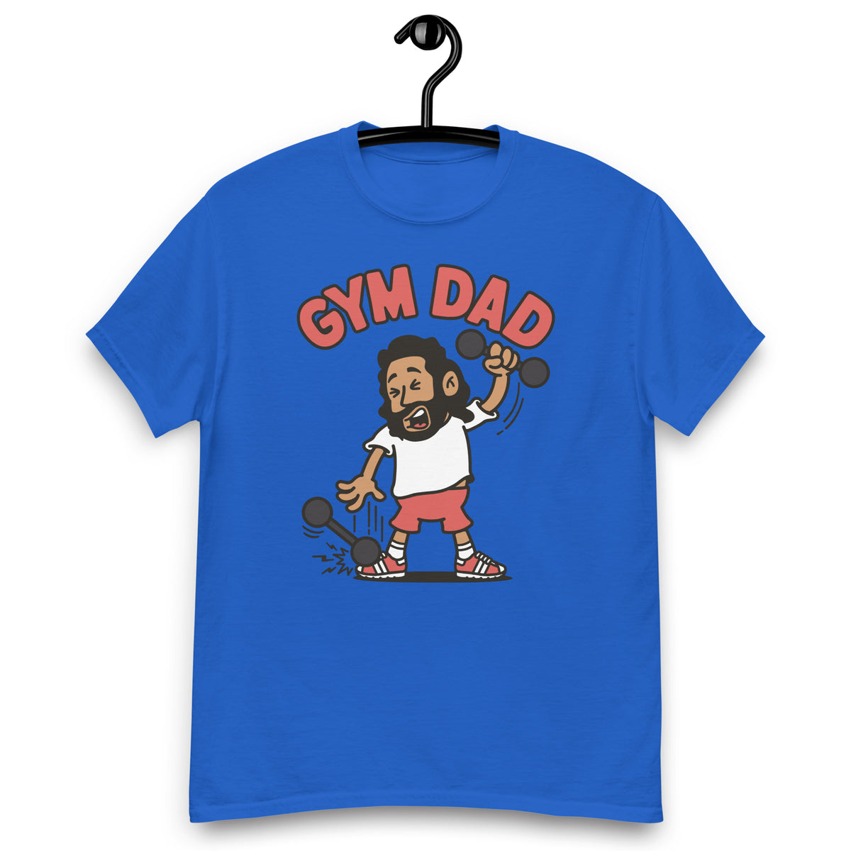 Gym Black Hair Tan Skin Tone No-Glasses Long Beard Dad T-Shirt