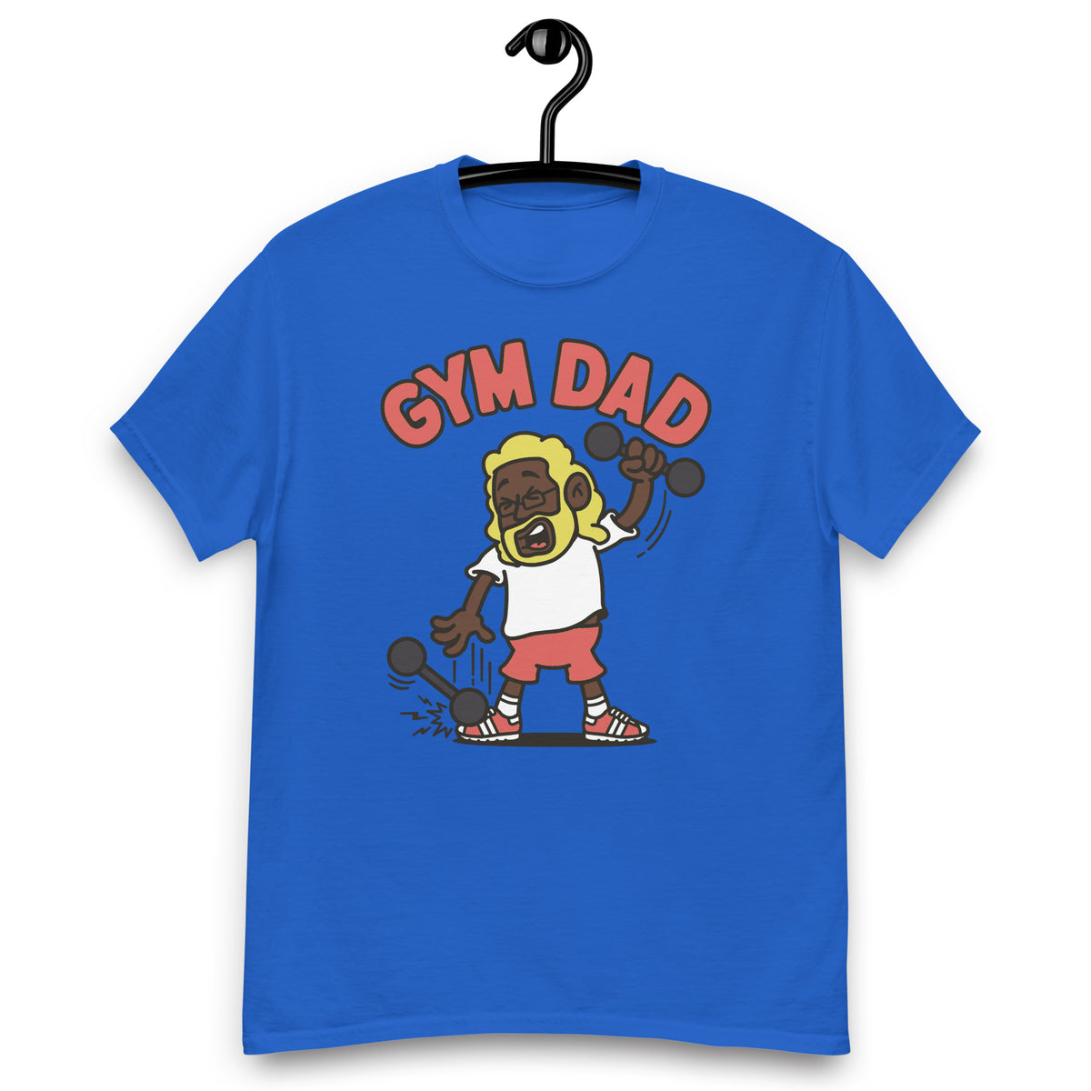 Gym Blond Hair Dark Skin Tone Glasses Long Beard Dad T-Shirt