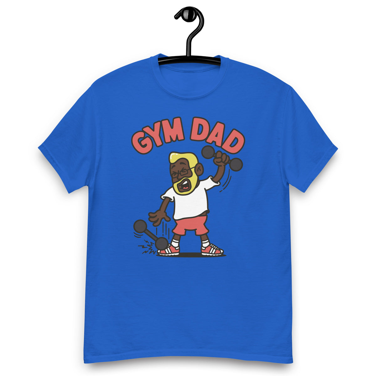 Gym Blond Hair Dark Skin Tone Glasses Medium Beard Dad T-Shirt
