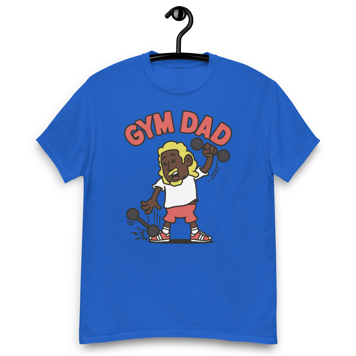 Gym Blond Hair Dark Skin Tone No-Glasses Long Moustache & Chin Beard Dad T-Shirt