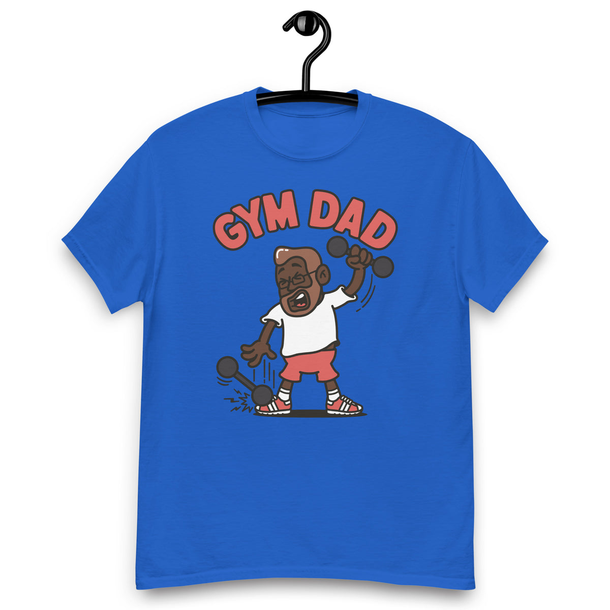 Gym Brown Hair Dark Skin Tone Glasses Medium Beard Dad T-Shirt