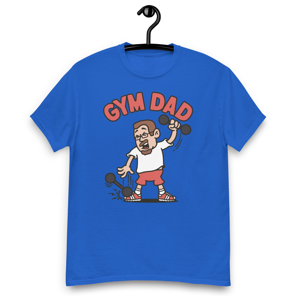 Gym Brown Hair Light Skin Tone Glasses Short Moustache & Chin Beard Dad T-Shirt