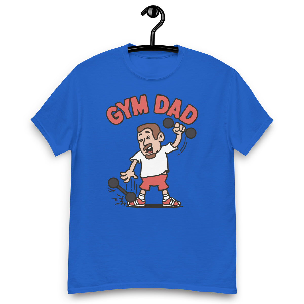 Gym Brown Hair Light Skin Tone No-Glasses Short Moustache & Chin Beard Dad T-Shirt
