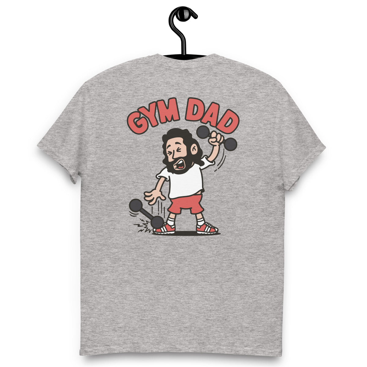 Gym Black Hair Light Skin Tone No-Glasses Long Beard Dad T-Shirt