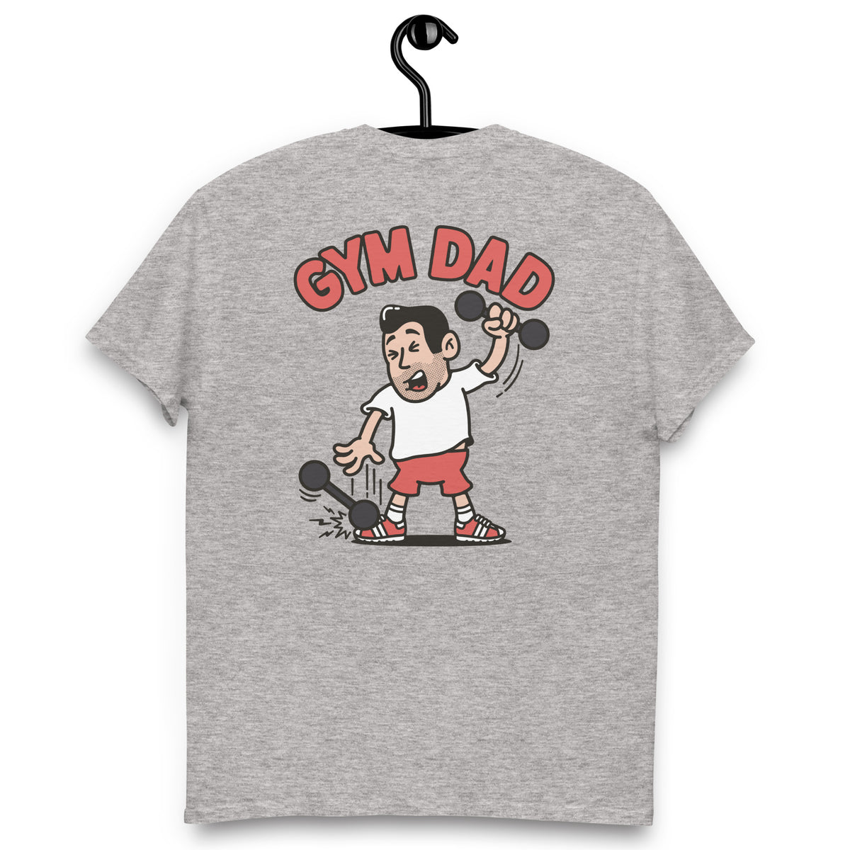 Gym Black Hair Light Skin Tone No-Glasses Medium Stubble Dad T-Shirt