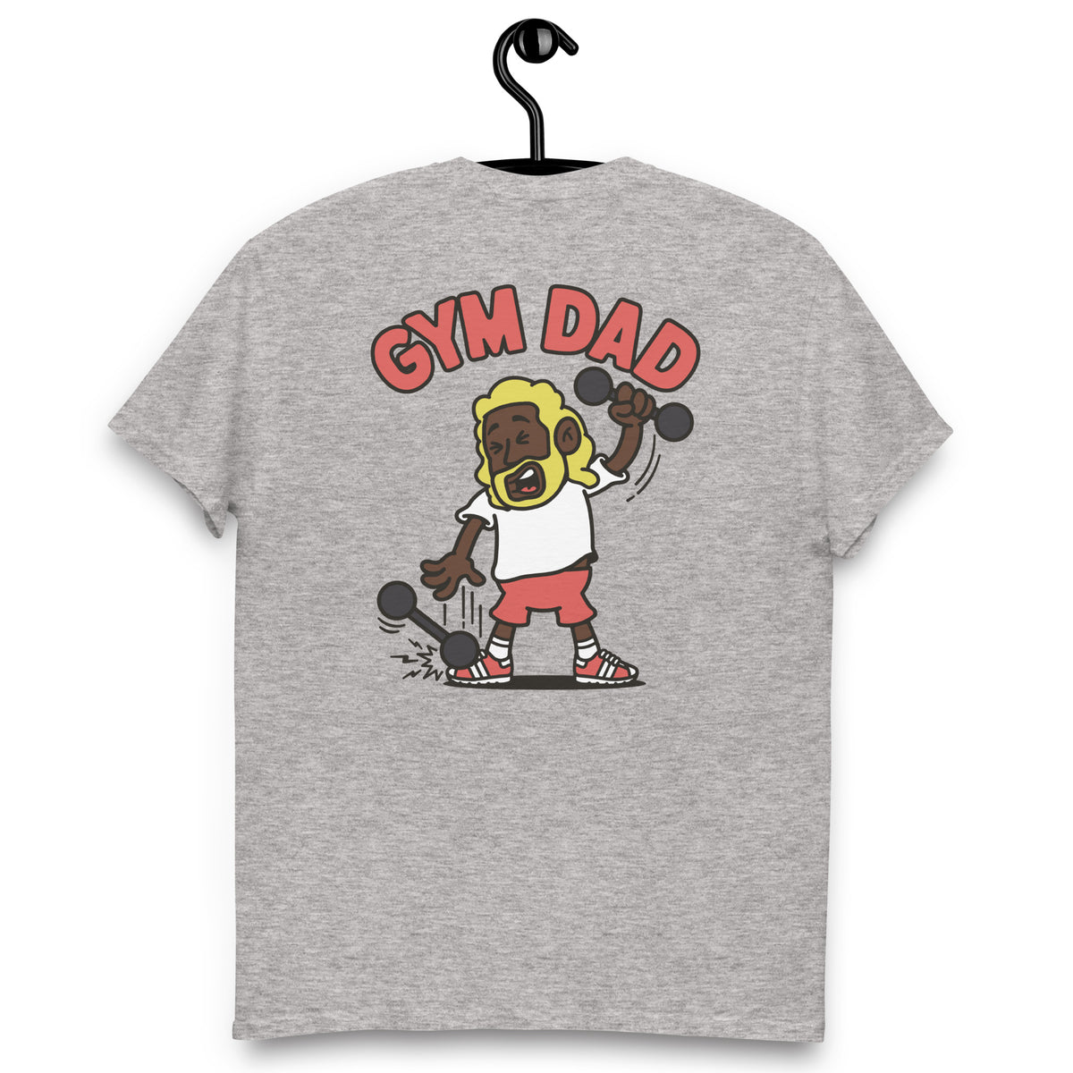 Gym Blond Hair Dark Skin Tone No-Glasses Long Beard Dad T-Shirt