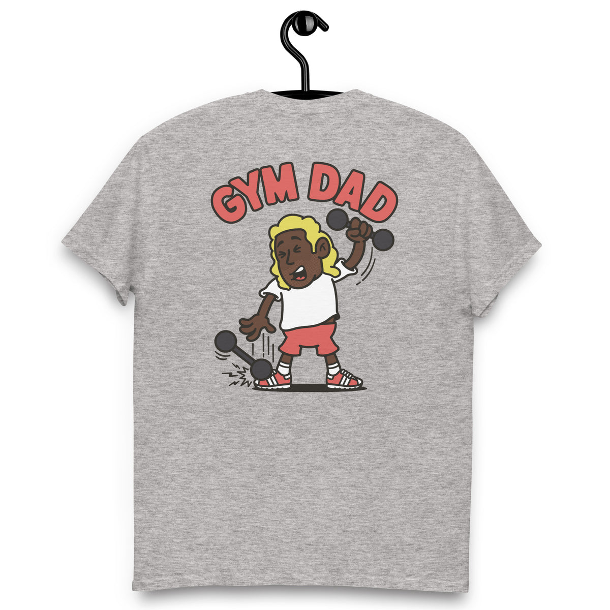 Gym Blond Hair Dark Skin Tone No-Glasses Long Stubble Dad T-Shirt
