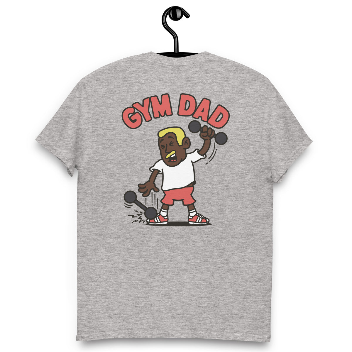 Gym Blond Hair Dark Skin Tone No-Glasses Short Moustache Dad T-Shirt