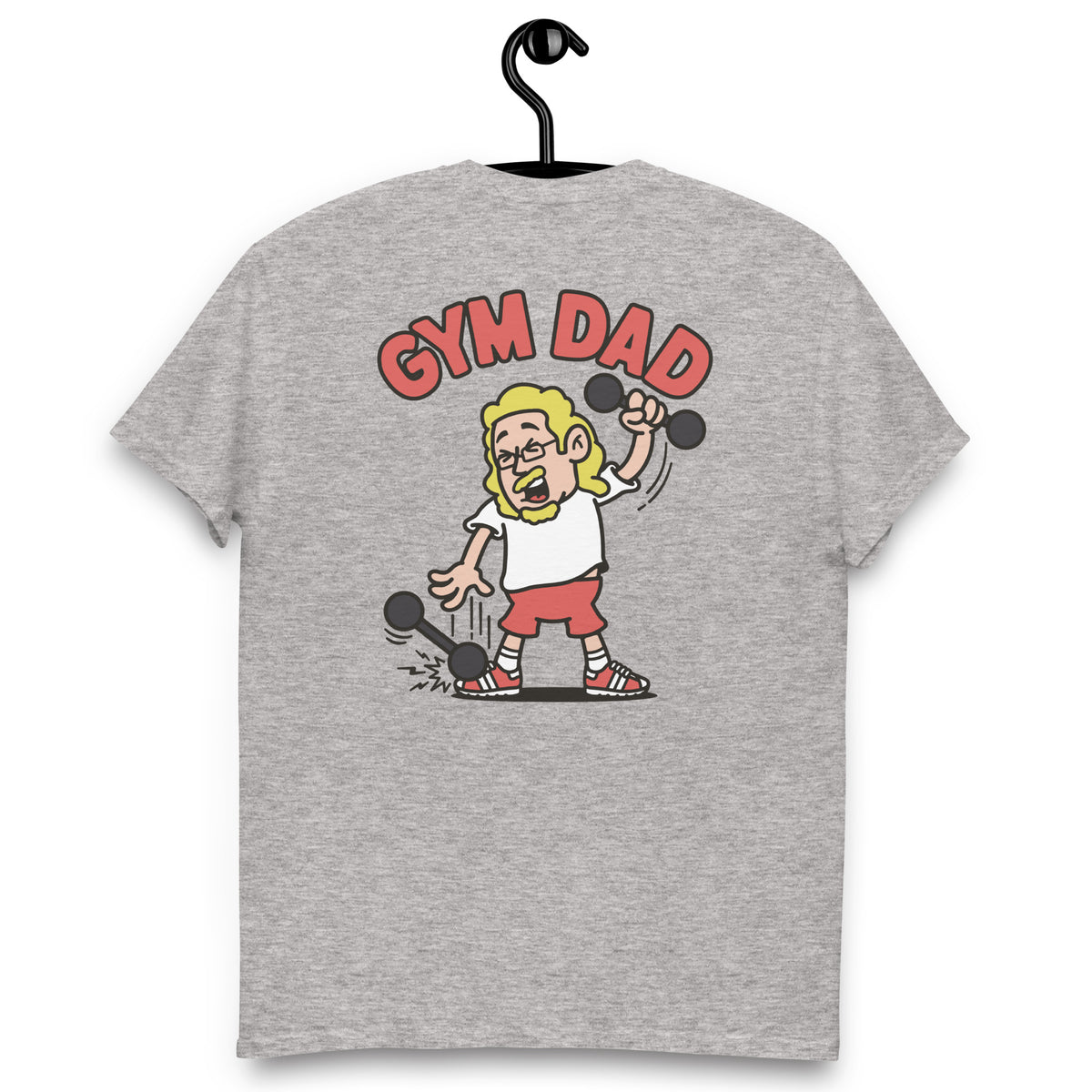 Gym Blond Hair Light Skin Tone Glasses Long Moustache & Chin Beard Dad T-Shirt