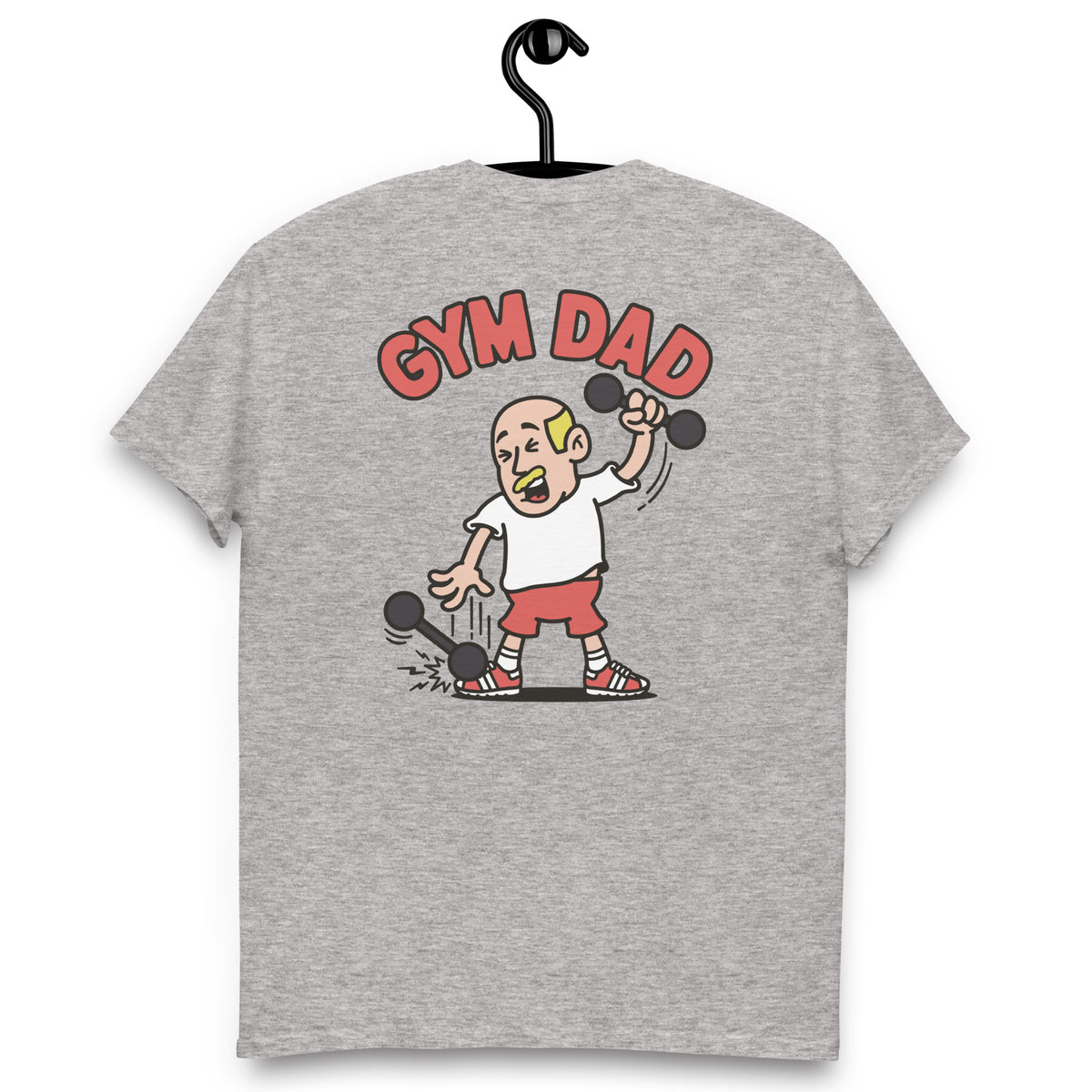 Gym Blond Hair Light Skin Tone No-Glasses Bald Moustache Dad T-Shirt