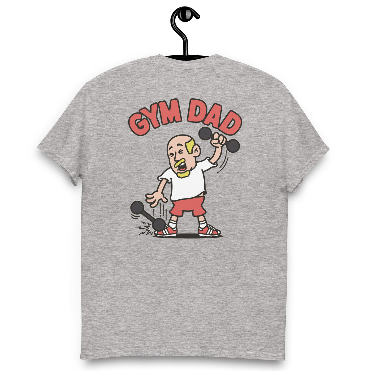 Gym Blond Hair Light Skin Tone No-Glasses Bald Moustache & Chin Beard Dad T-Shirt