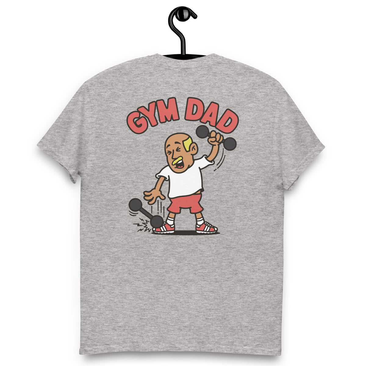 Gym Blond Hair Tan Skin Tone No-Glasses Bald Moustache Dad T-Shirt