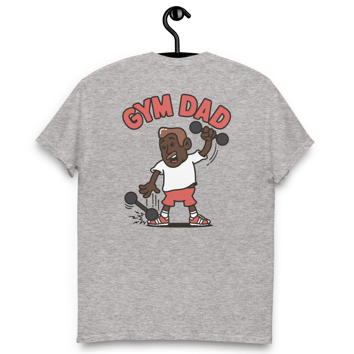 Gym Brown Hair Dark Skin Tone No-Glasses Medium Moustache Dad T-Shirt