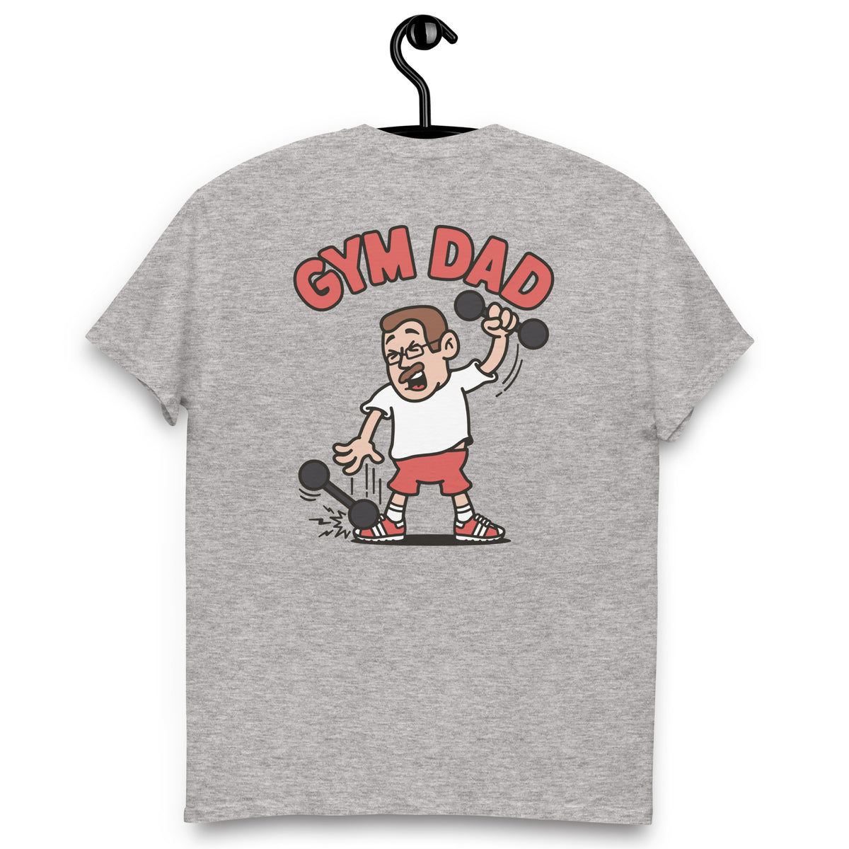 Gym Brown Hair Light Skin Tone Glasses Short Moustache Dad T-Shirt
