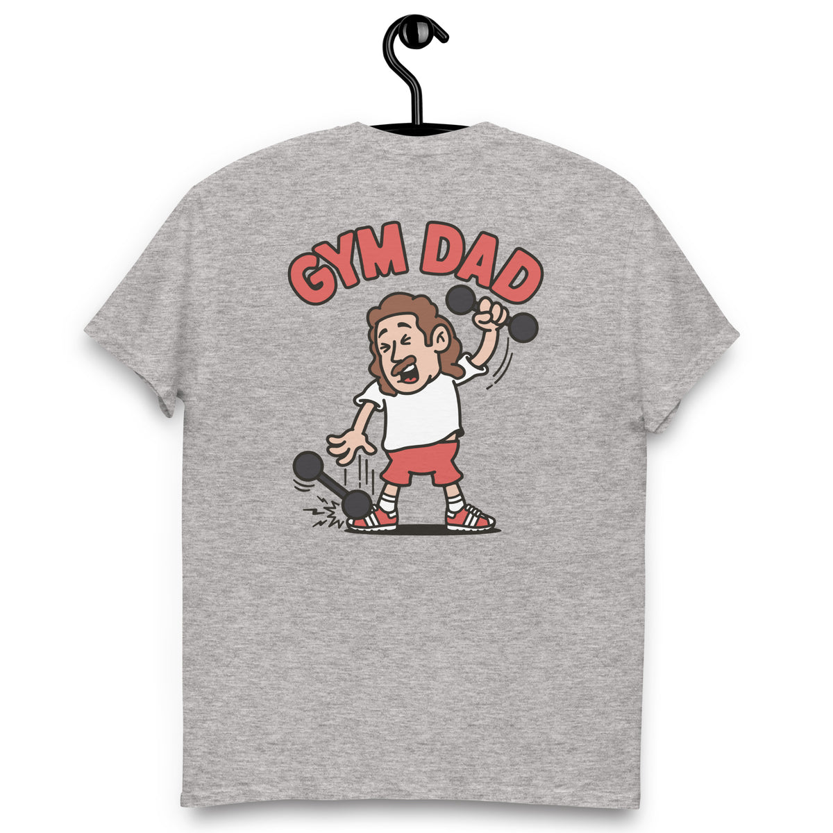 Gym Brown Hair Light Skin Tone No-Glasses Long Moustache Dad T-Shirt