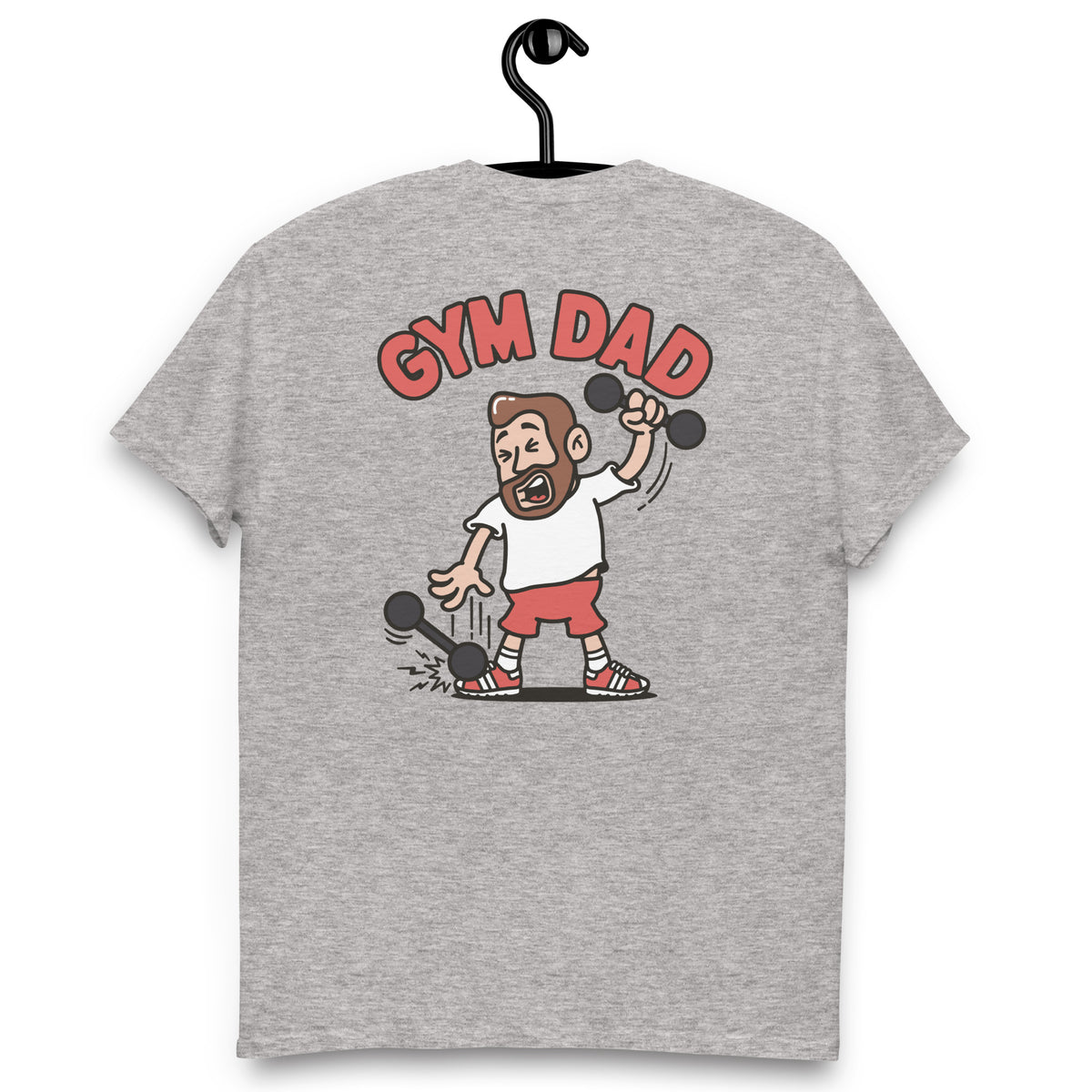 Gym Brown Hair Light Skin Tone No-Glasses Medium Beard Dad T-Shirt