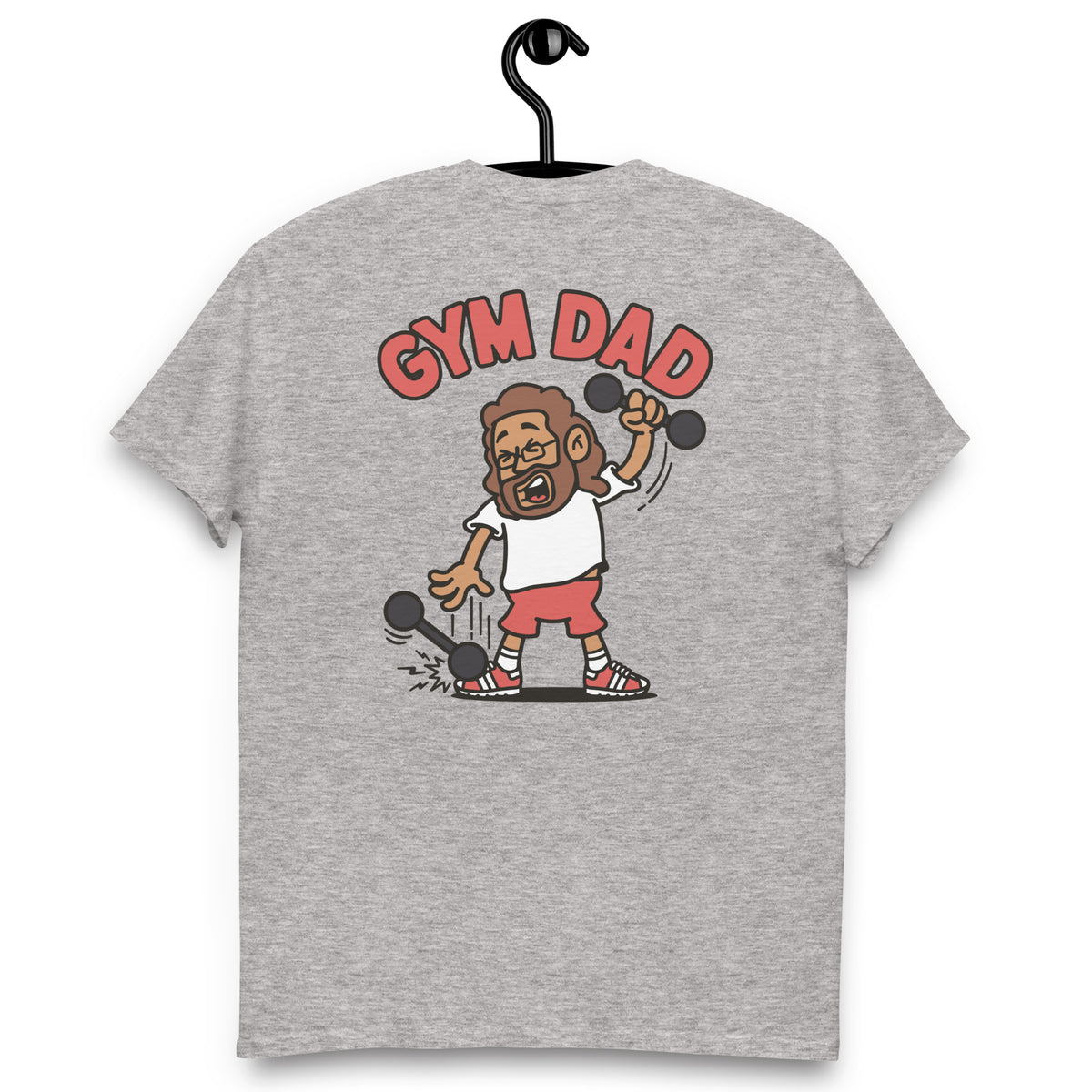 Gym Brown Hair Tan Skin Tone Glasses Long Beard Dad T-Shirt
