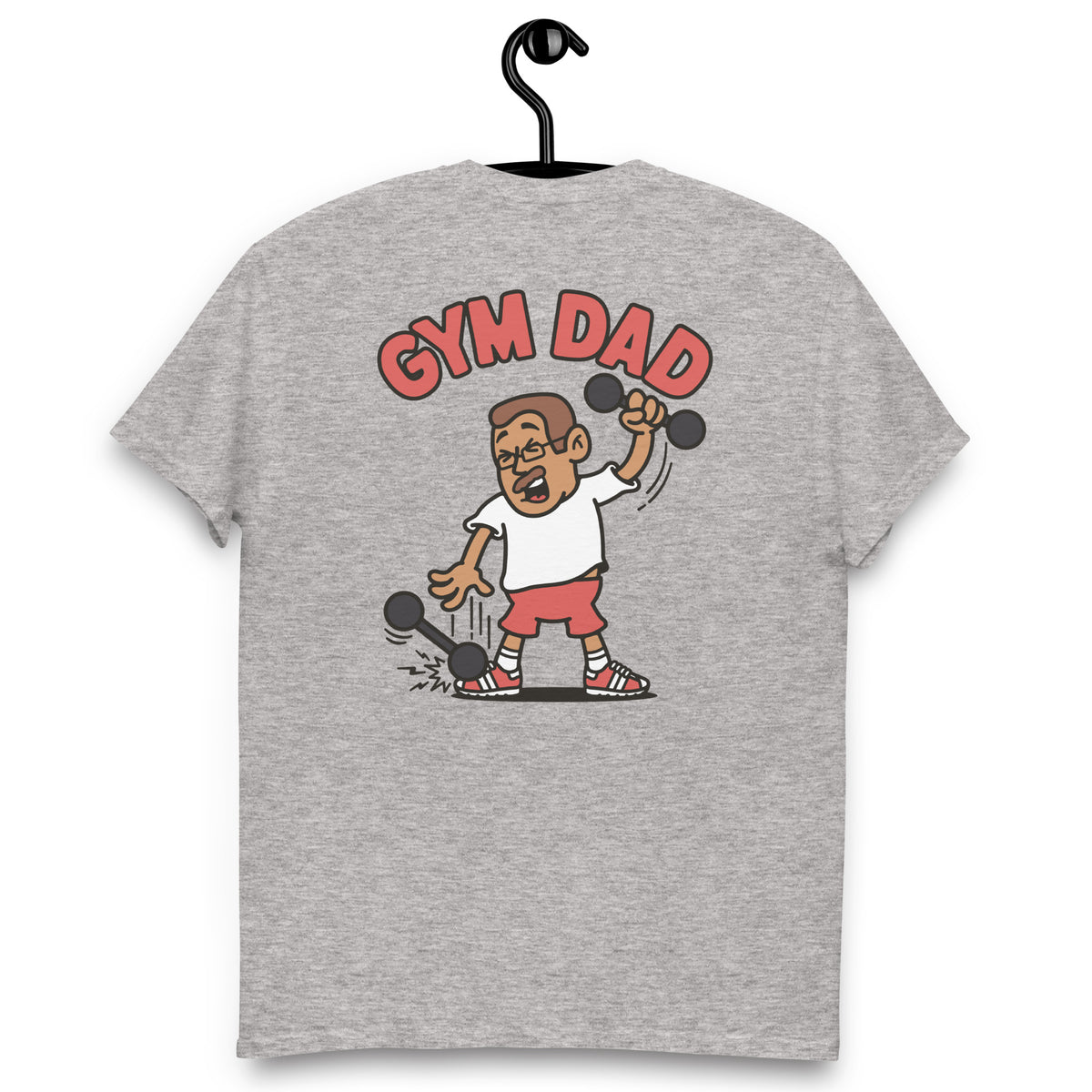 Gym Brown Hair Tan Skin Tone Glasses Short Moustache Dad T-Shirt