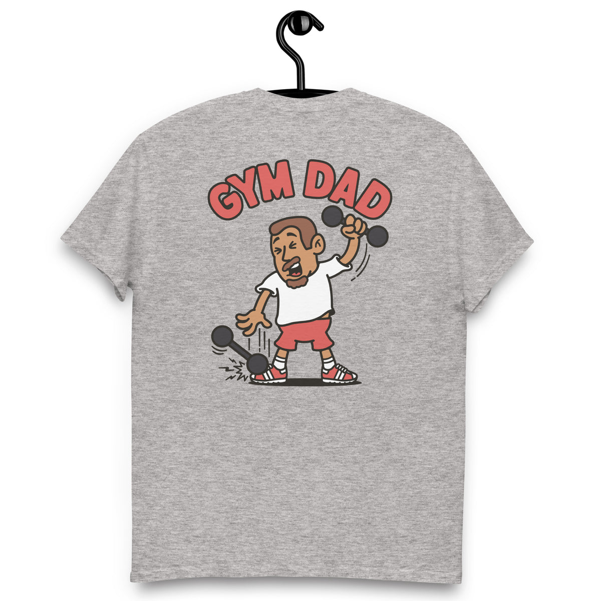 Gym Brown Hair Tan Skin Tone No-Glasses Short Moustache & Chin Beard Dad T-Shirt