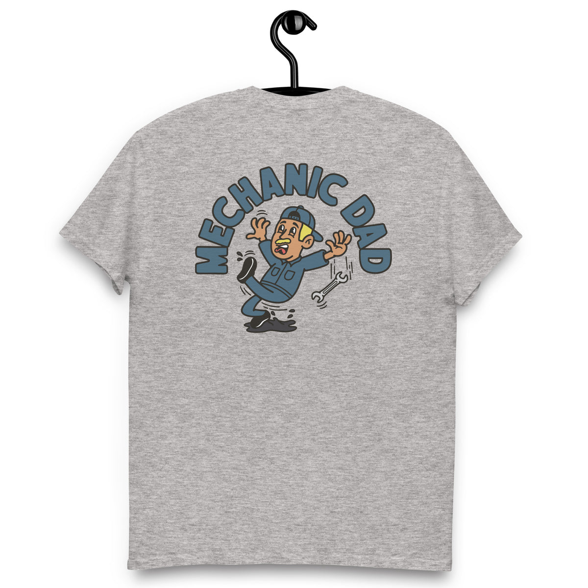 Mechanic Blond Hair Tan Skin Tone No-Glasses Moustache Dad T-Shirt