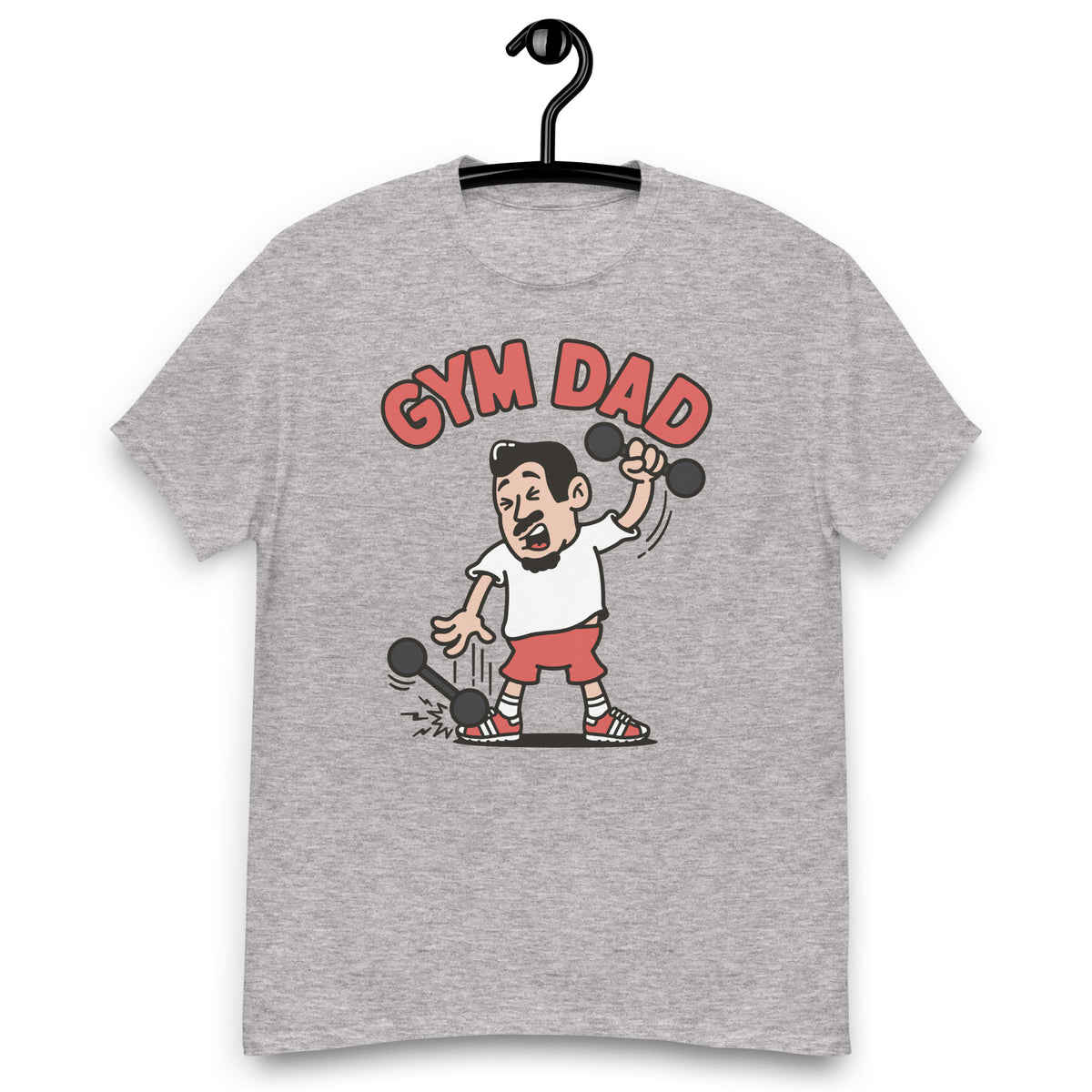 Gym Black Hair Light Skin Tone No-Glasses Medium Moustache & Chin Beard Dad T-Shirt