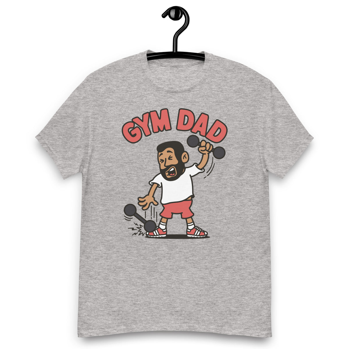 Gym Black Hair Tan Skin Tone No-Glasses Short Beard Dad T-Shirt