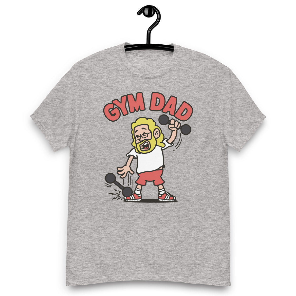 Gym Blond Hair Light Skin Tone Glasses Long Beard Dad T-Shirt