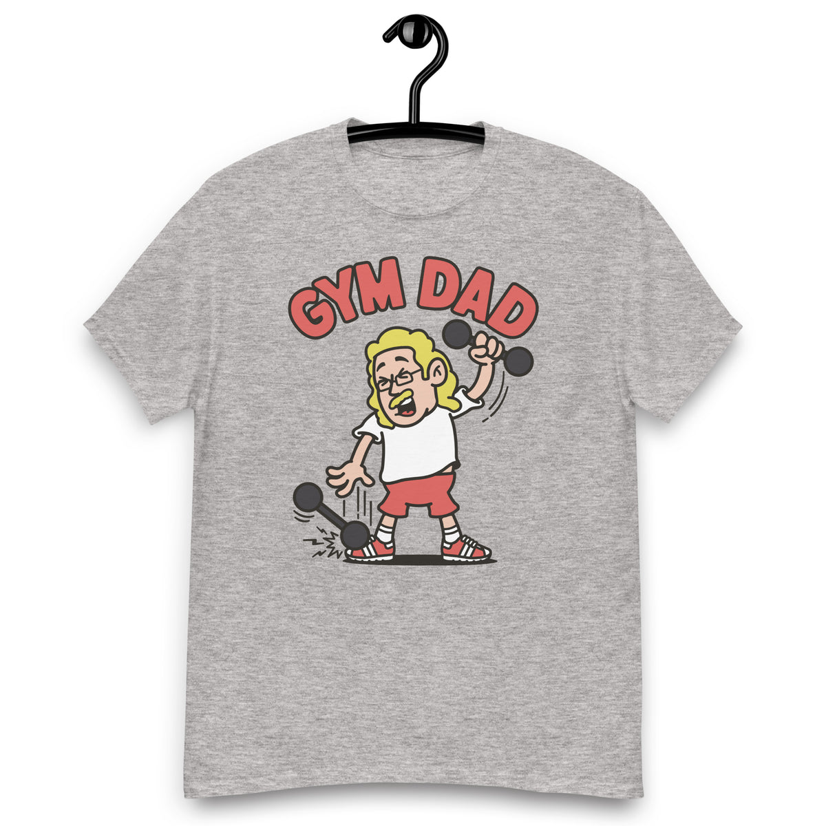 Gym Blond Hair Light Skin Tone Glasses Long Moustache Dad T-Shirt