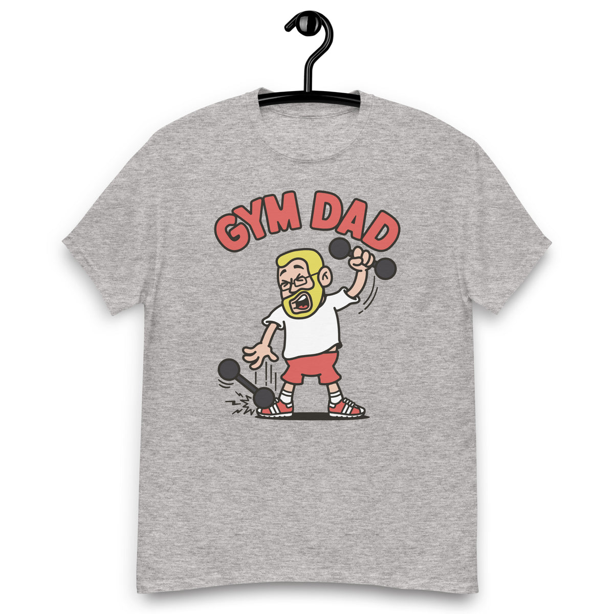 Gym Blond Hair Light Skin Tone Glasses Short Beard Dad T-Shirt