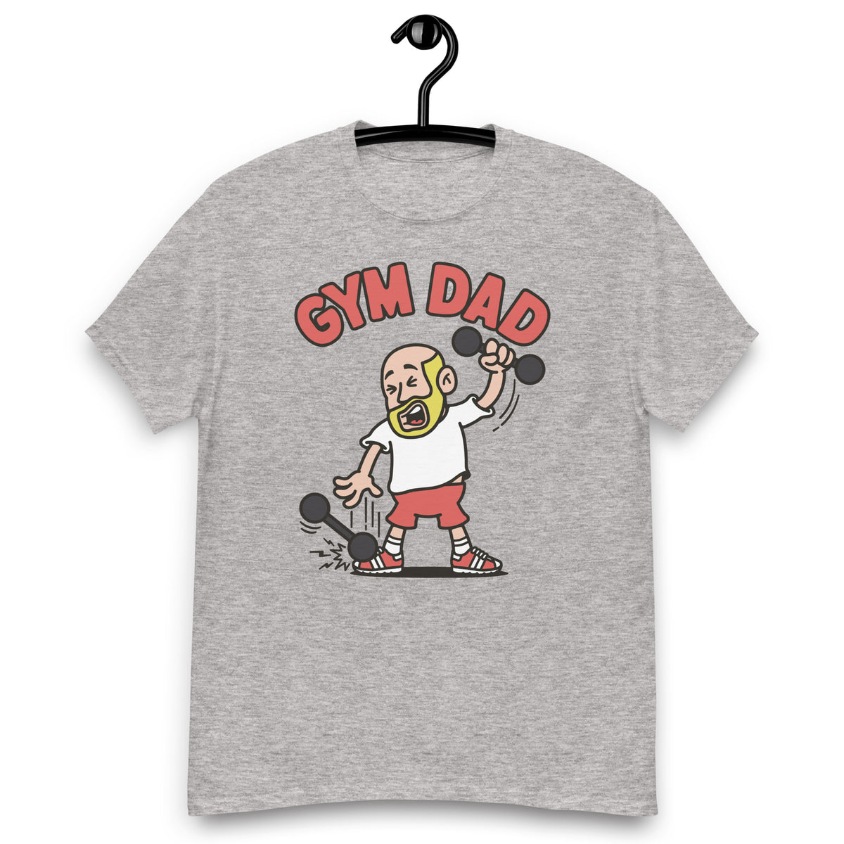Gym Blond Hair Light Skin Tone No-Glasses Bald Beard Dad T-Shirt