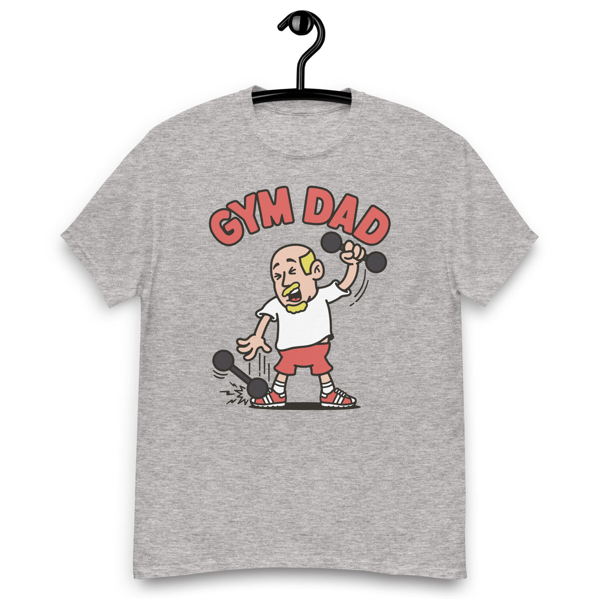 Gym Blond Hair Light Skin Tone No-Glasses Bald Moustache & Chin Beard Dad T-Shirt
