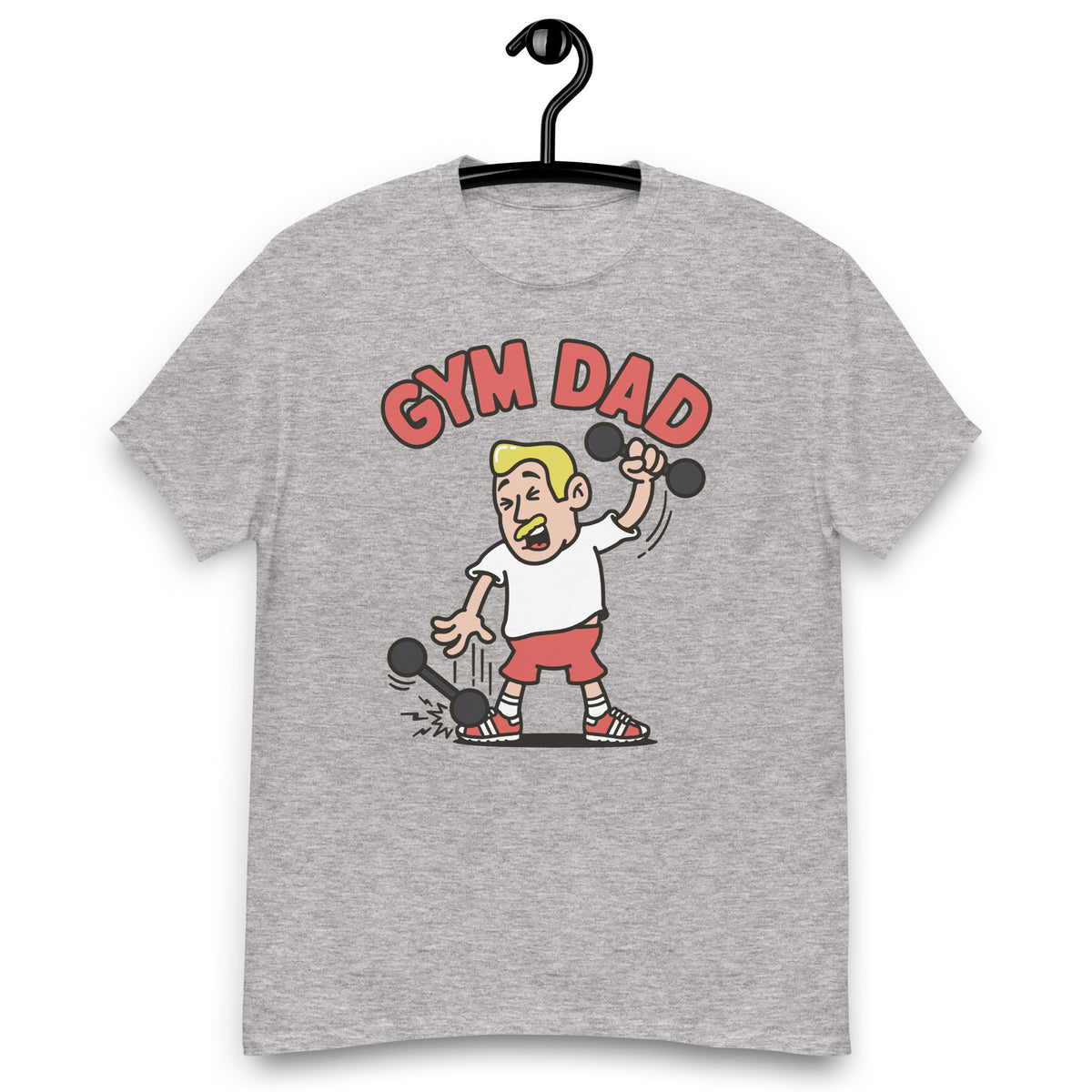 Gym Blond Hair Light Skin Tone No-Glasses Medium Moustache Dad T-Shirt