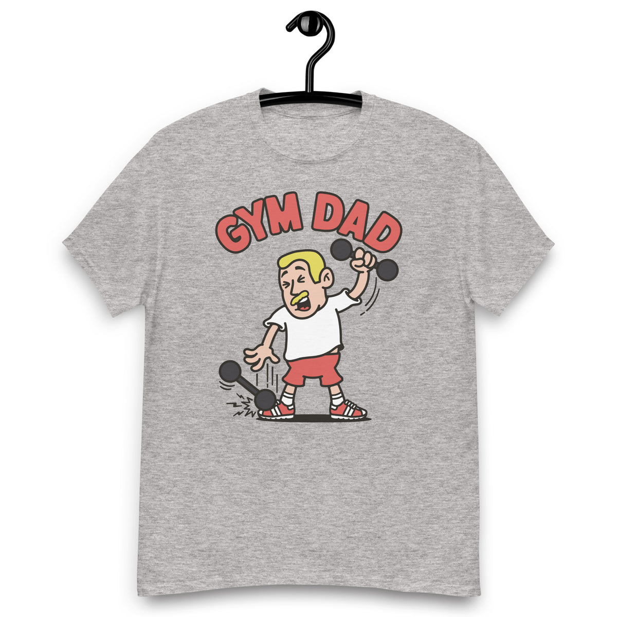 Gym Blond Hair Light Skin Tone No-Glasses Short Moustache Dad T-Shirt