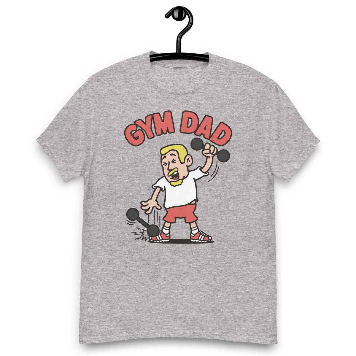 Gym Blond Hair Light Skin Tone No-Glasses Short Moustache & Chin Beard Dad T-Shirt