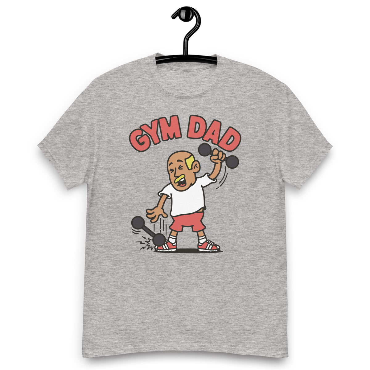 Gym Blond Hair Tan Skin Tone No-Glasses Bald Moustache Dad T-Shirt