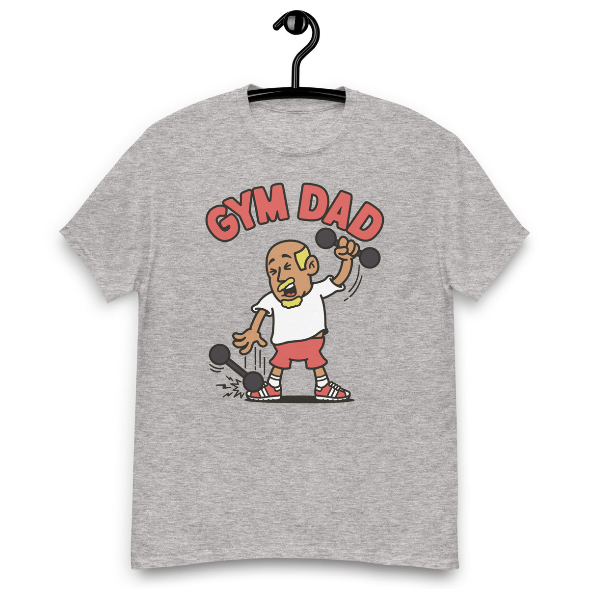 Gym Blond Hair Tan Skin Tone No-Glasses Bald Moustache & Chin Beard Dad T-Shirt